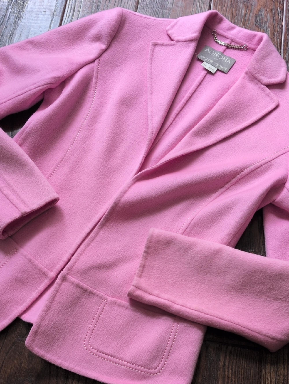 AGNONA for BERGDORF GOODMAN I Vintage Italian Cashmere Pink Open Front Blazer, S